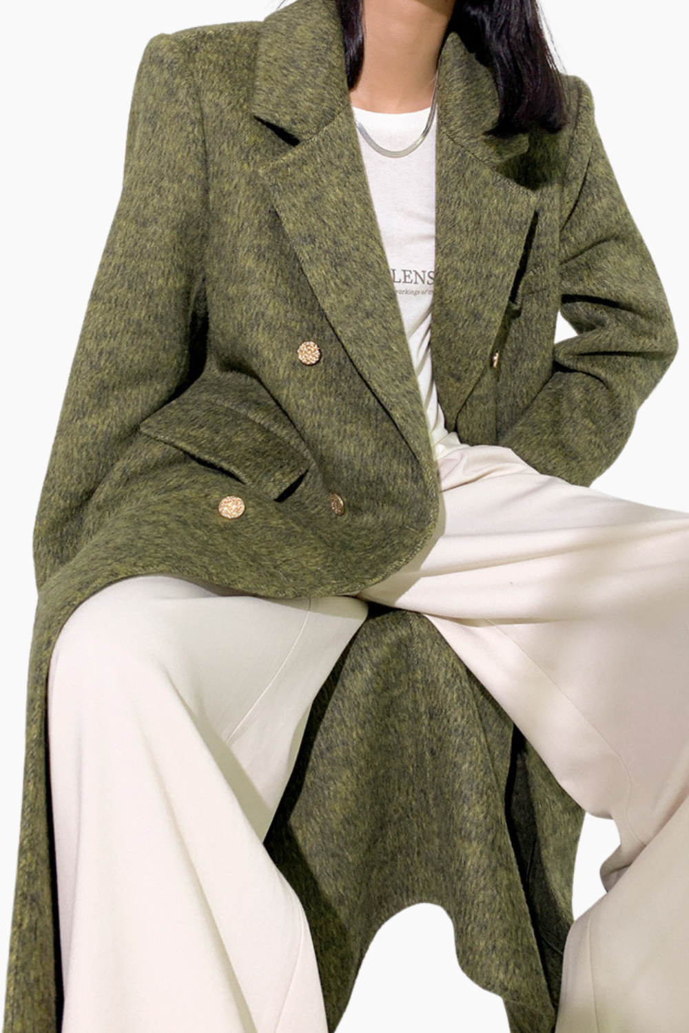 Lux Wool & Rabbit Green Coat
