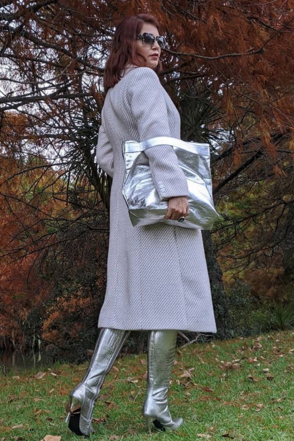 Aida Grey & White Tailored Coat