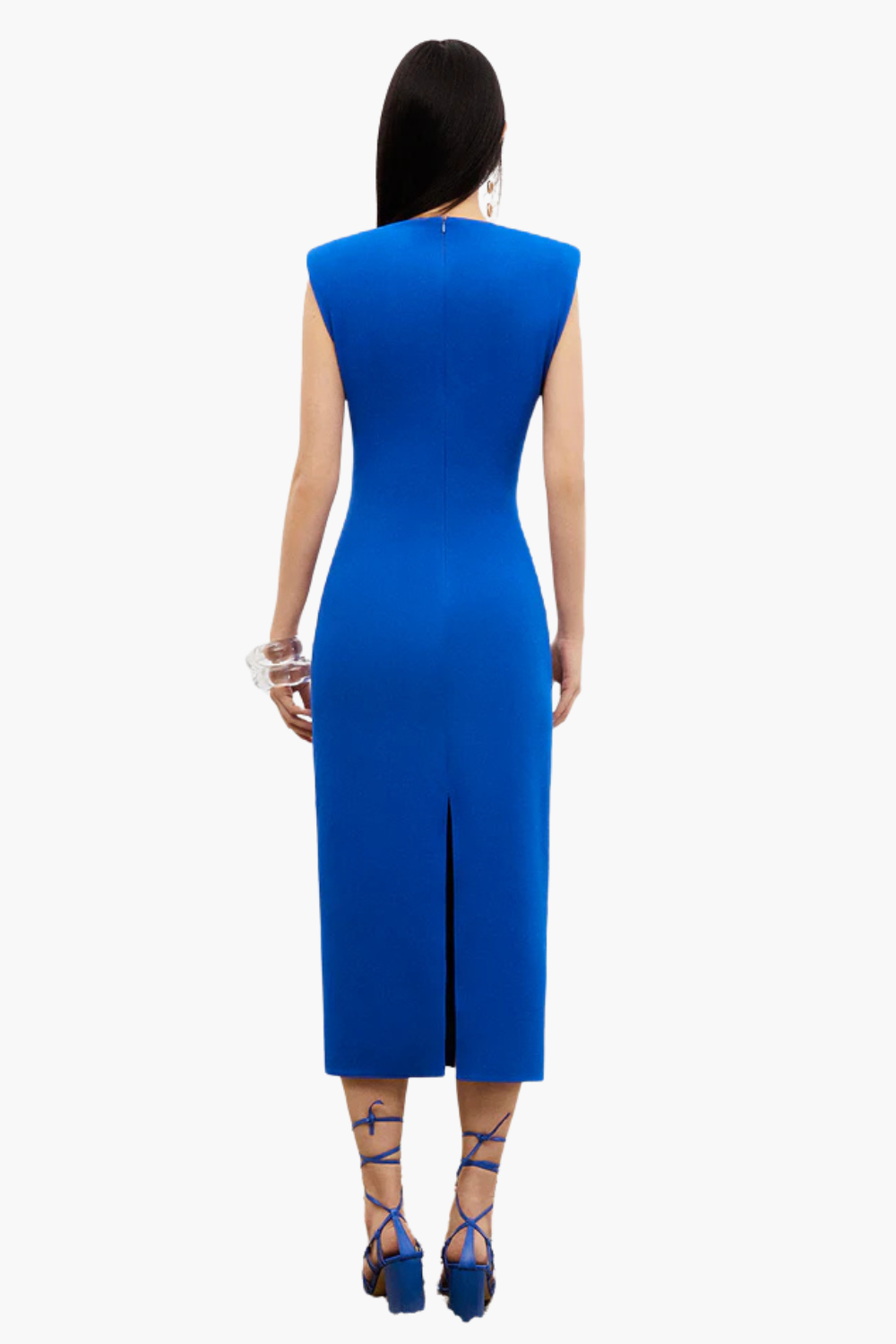 California Shoulder Pad Blue Dress – HAMI