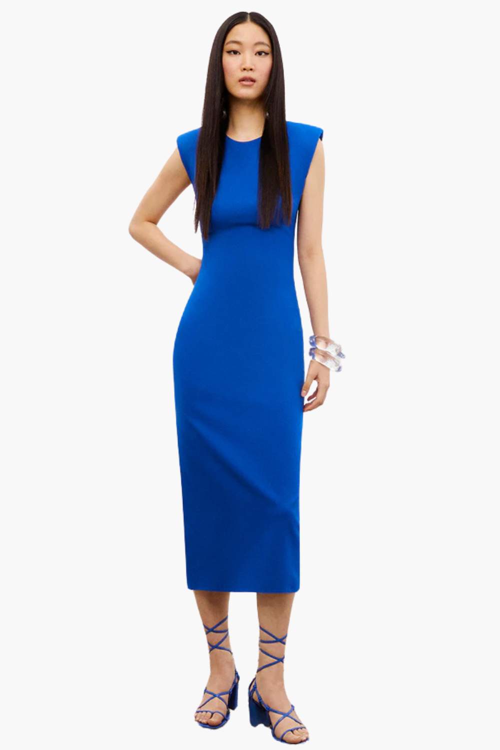 California Shoulder Pad Blue Dress