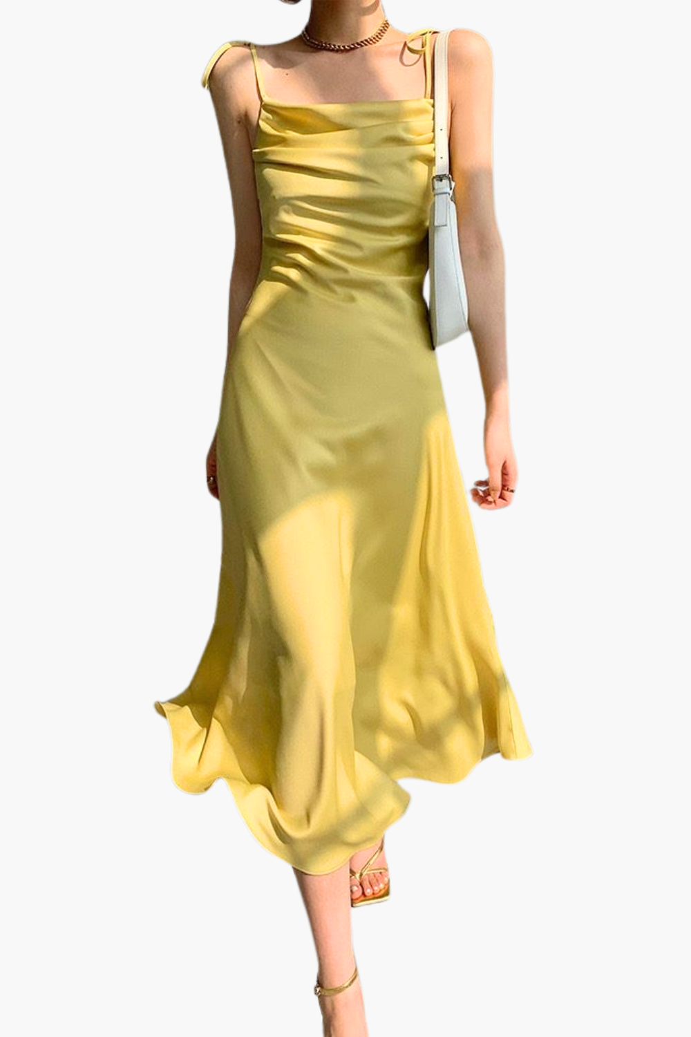 Satin Symphony Sun Yellow Midi Dress