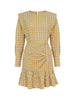 Gold Plaid Shoulder Pad Mini Dress